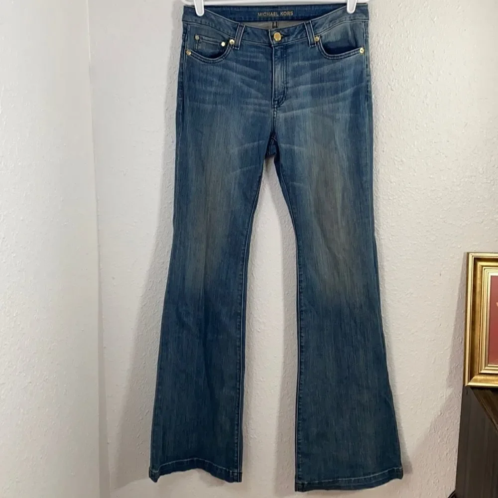 ⭐️MICHAEL KORS FLARE LIGHTLY DISTRESSED DENIM JEANS‎